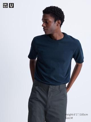 Mens Crew Neck T-Shirt Blue 2XS UNIQLO US Product Image