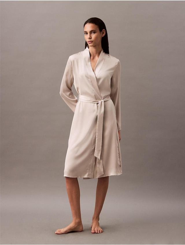 Calvin Klein Womens Satin Robe - Neutral - M-L Product Image