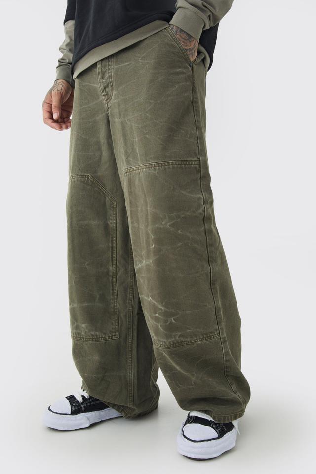 Tall Baggy Fit Acid Wash Carpenter Pants | boohooMAN USA Product Image