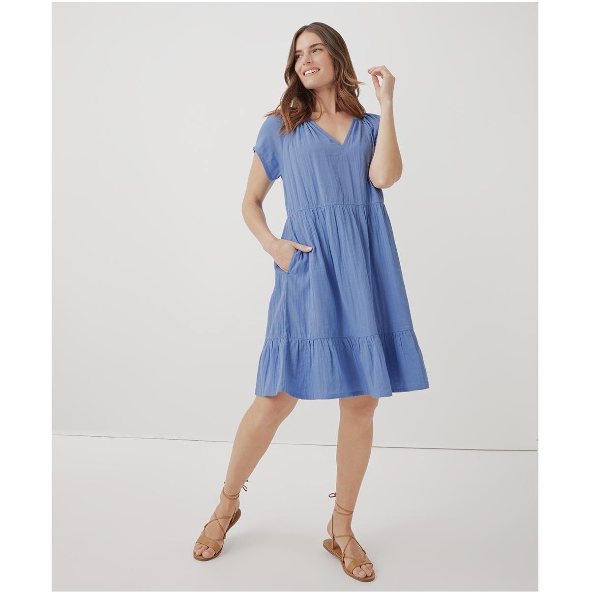 Womens Coastal Double Gauze Throw-And-Go Dress M Product Image