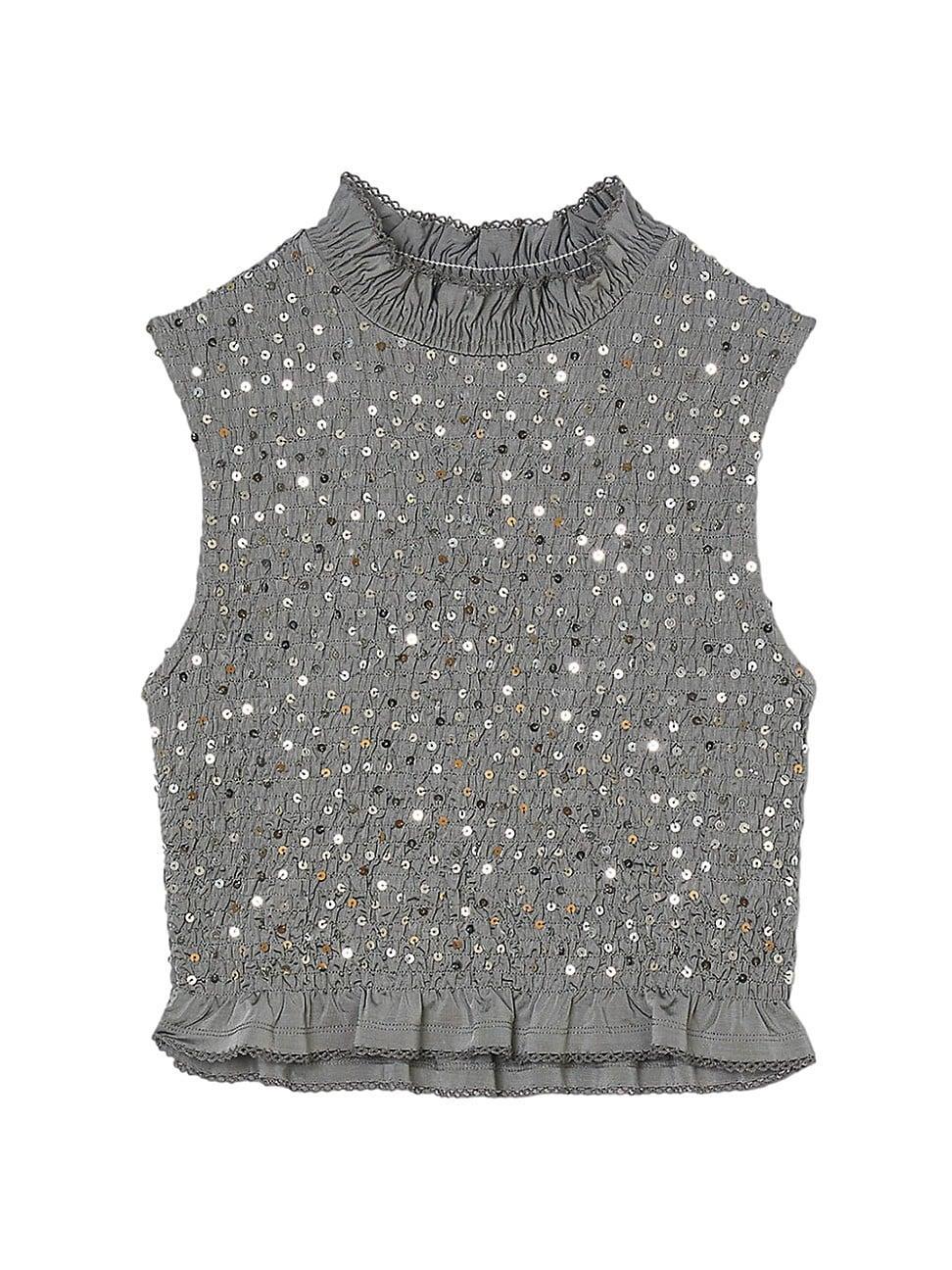 Womens Smocked Top with Sequins Product Image