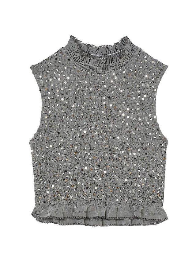 Womens Smocked Top with Sequins Product Image