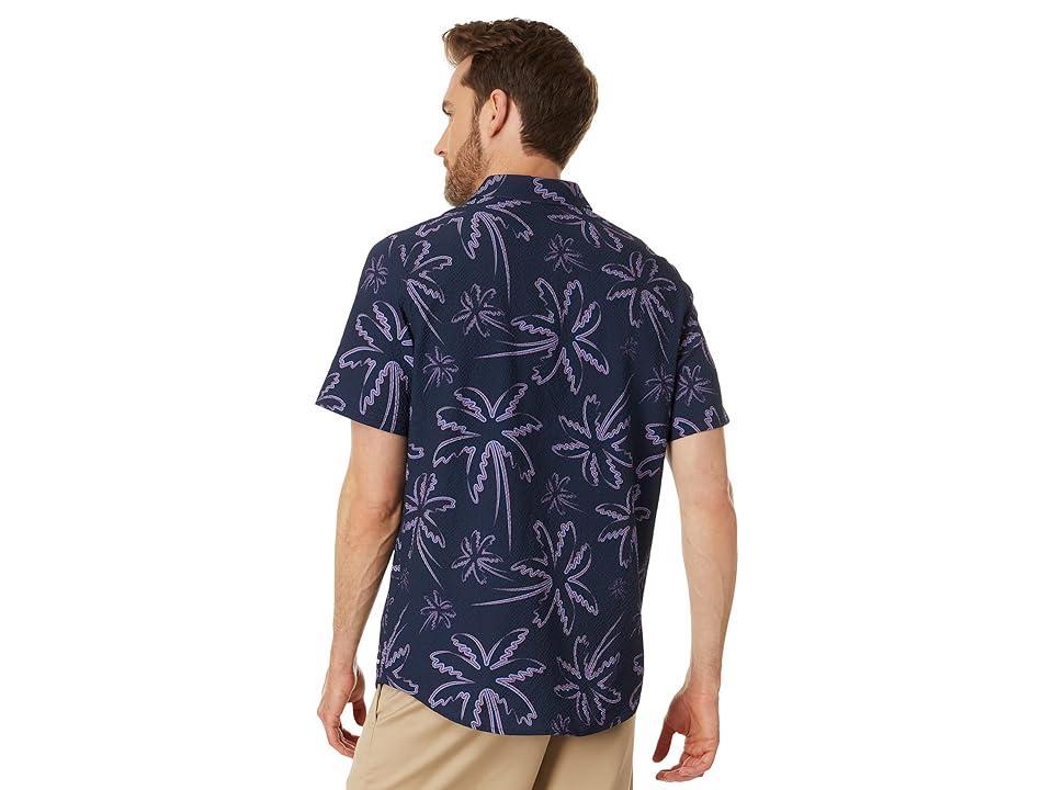 Oakley Deco Palms Short Sleeve Woven (Three Lines Palms Blue) Men's Clothing Product Image