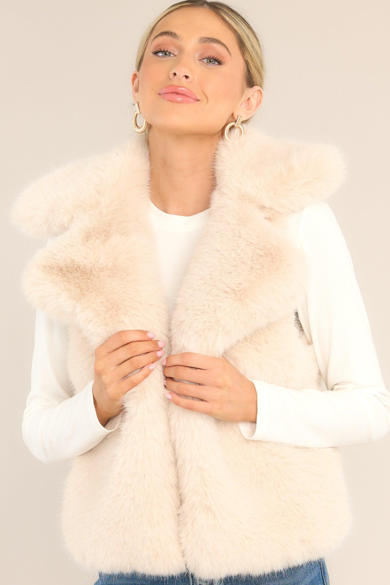 This Life Natural Faux Fur Vest Beige Product Image