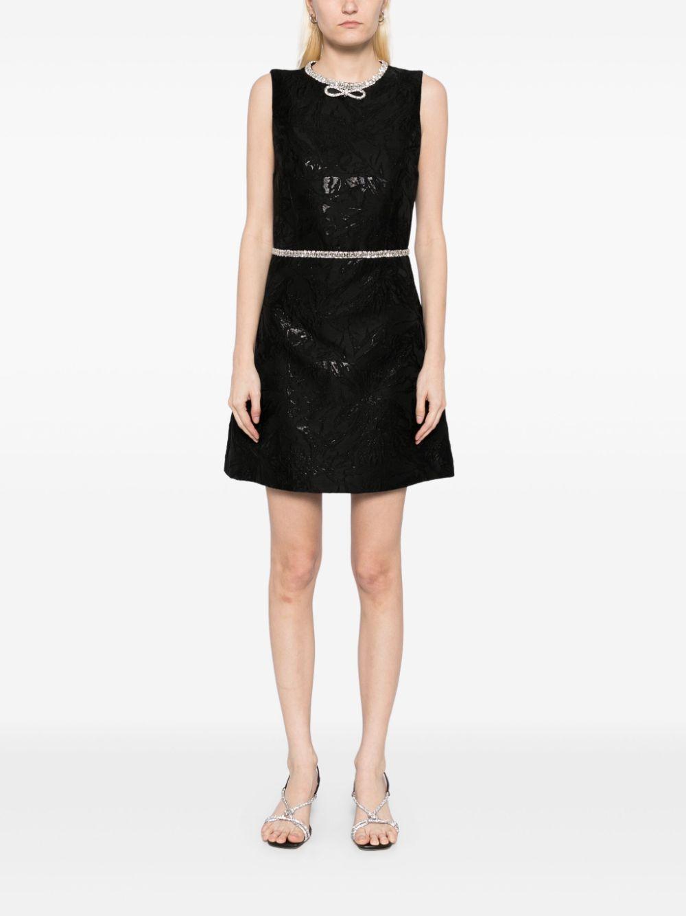 ALICE AND OLIVIA Ellis Embellished Bow Mini Dress In Black Product Image