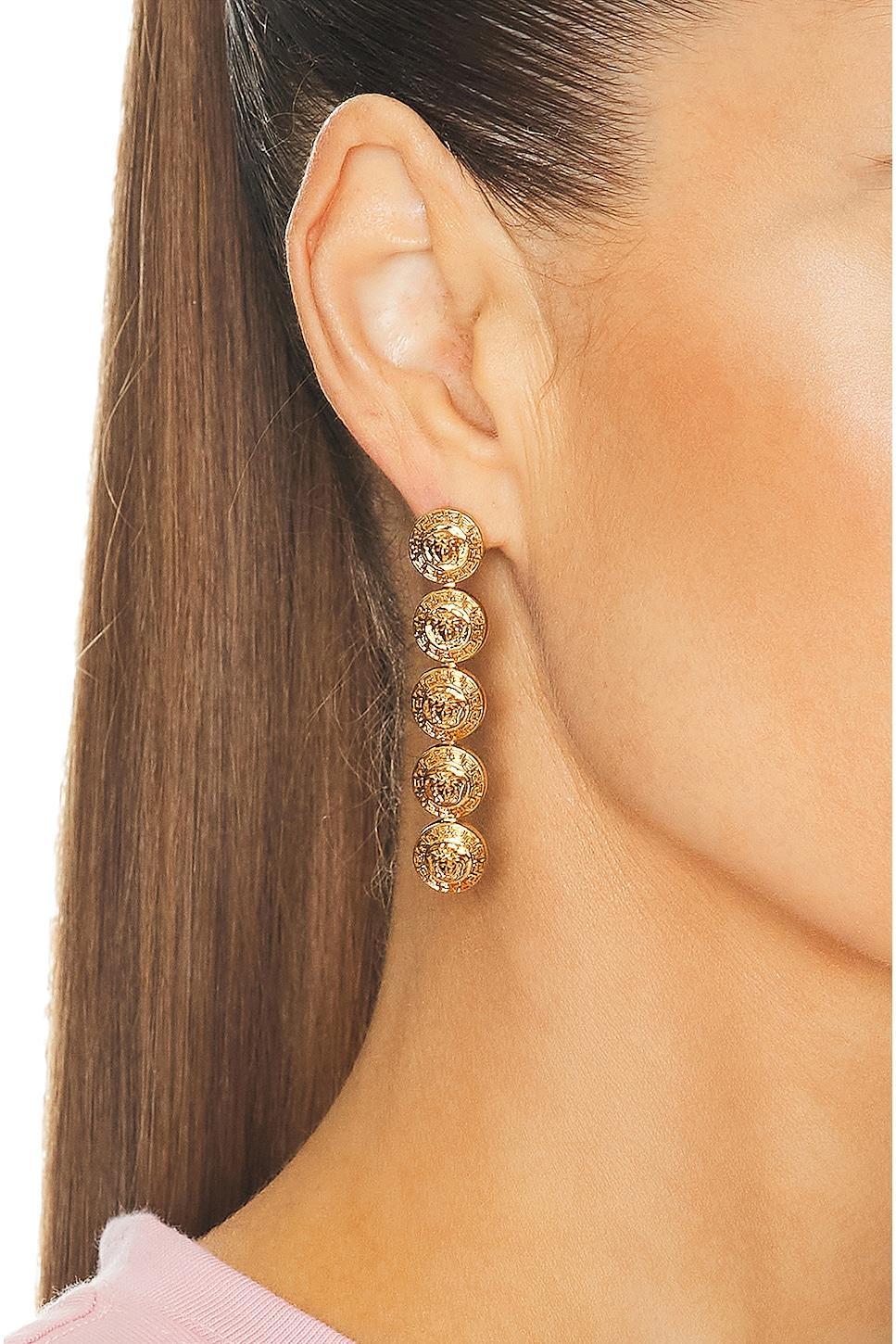 VERSACE Chain Earrings in Metallic Product Image