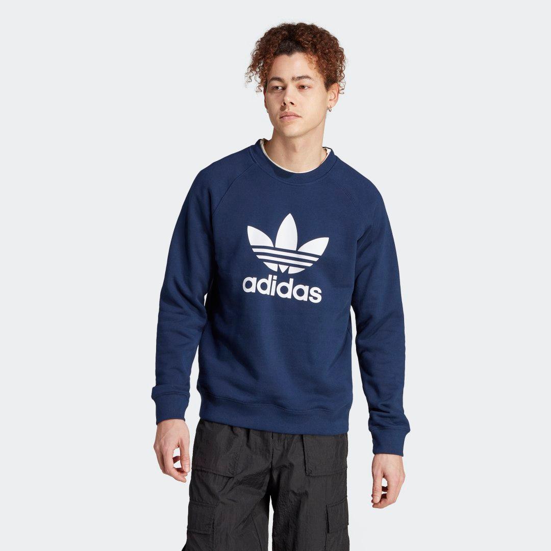 adidas Adicolor Classics Trefoil Crewneck Sweatshirt Night Indigo XS Mens Product Image