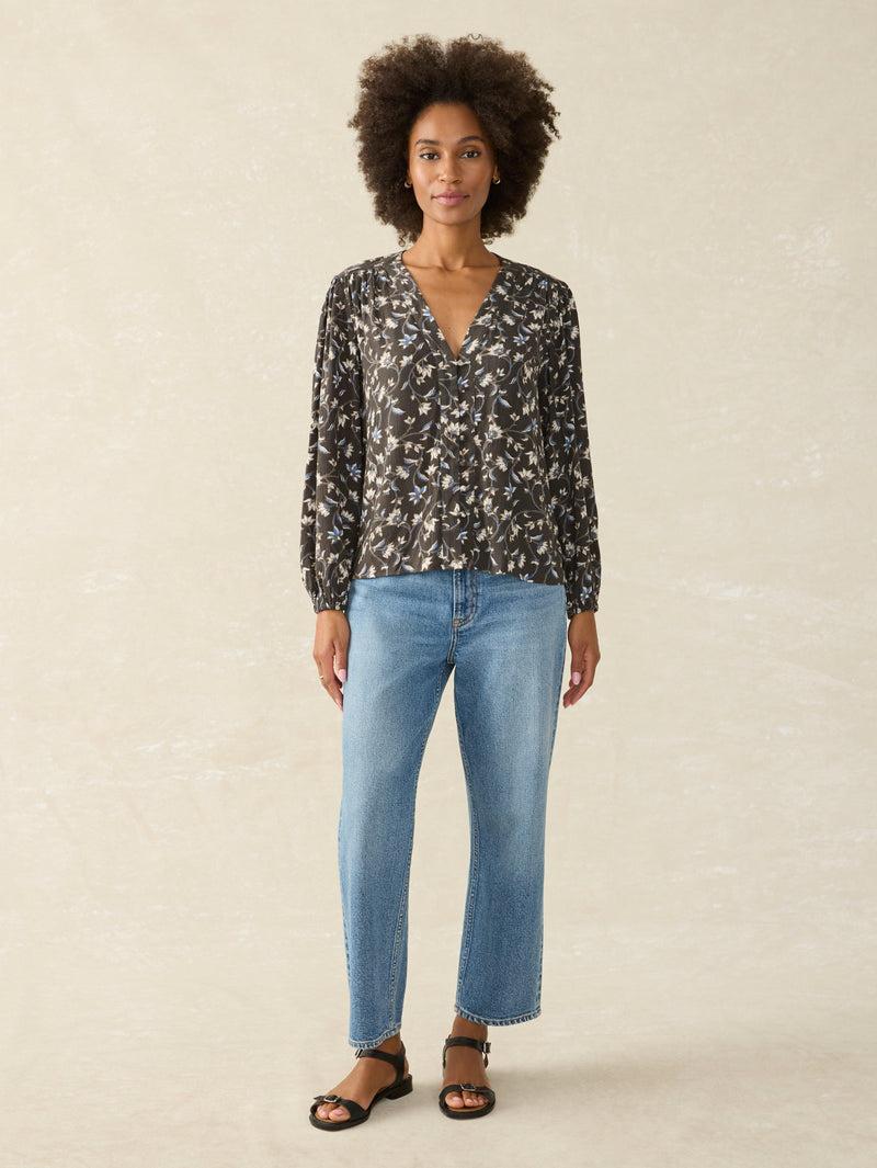 Dakota Blouse - Blue Jasmine Floral Product Image