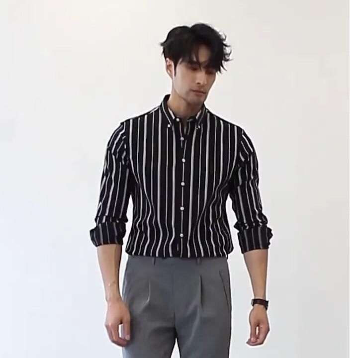 Long-Sleeve Striped Shirt Product Image