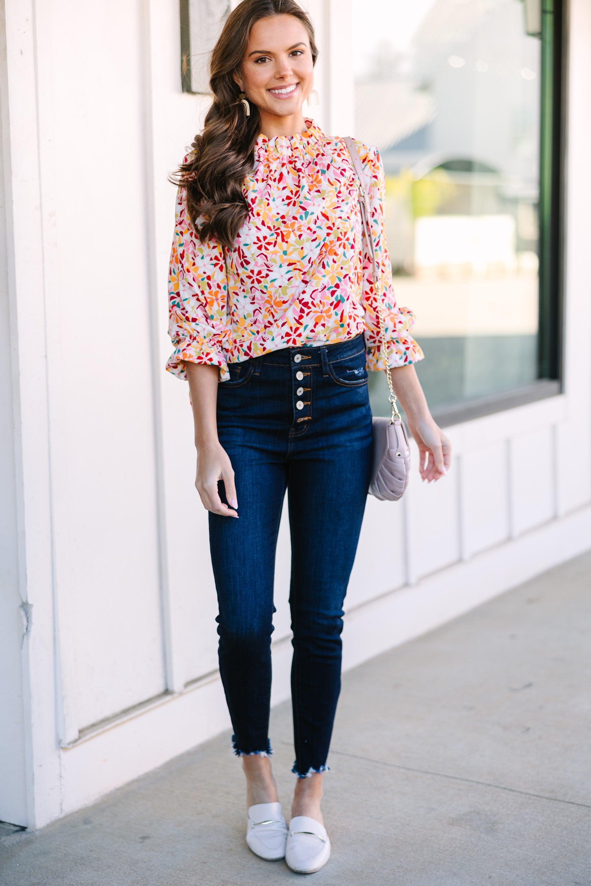 Tried and True Red Floral Blouse Female Product Image