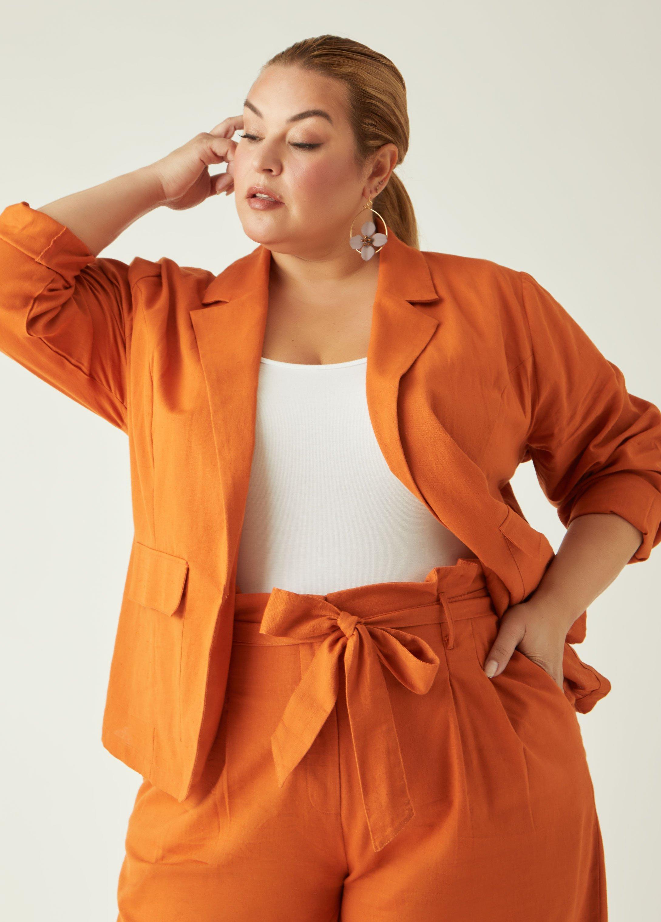 Plus Size Linen Blend Blazer, - Ashley Stewart Product Image