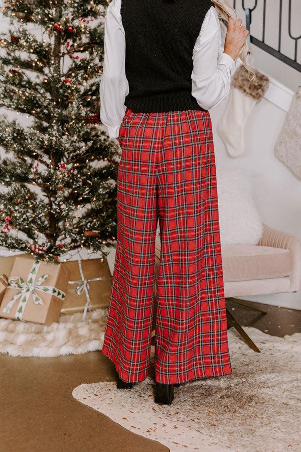 The Kaylie Wide Leg Plaid Pants Product Image