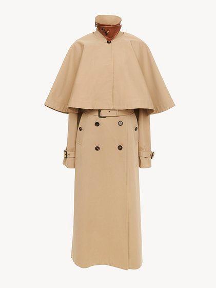 Classic trench coat in cotton gabardine with cape Product Image