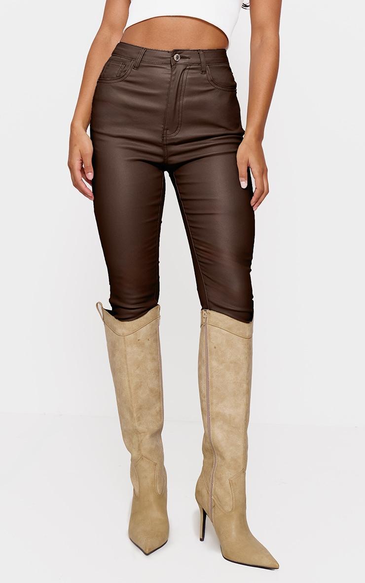 Chocolate Hourglass Coated Skinny Jeans Product Image