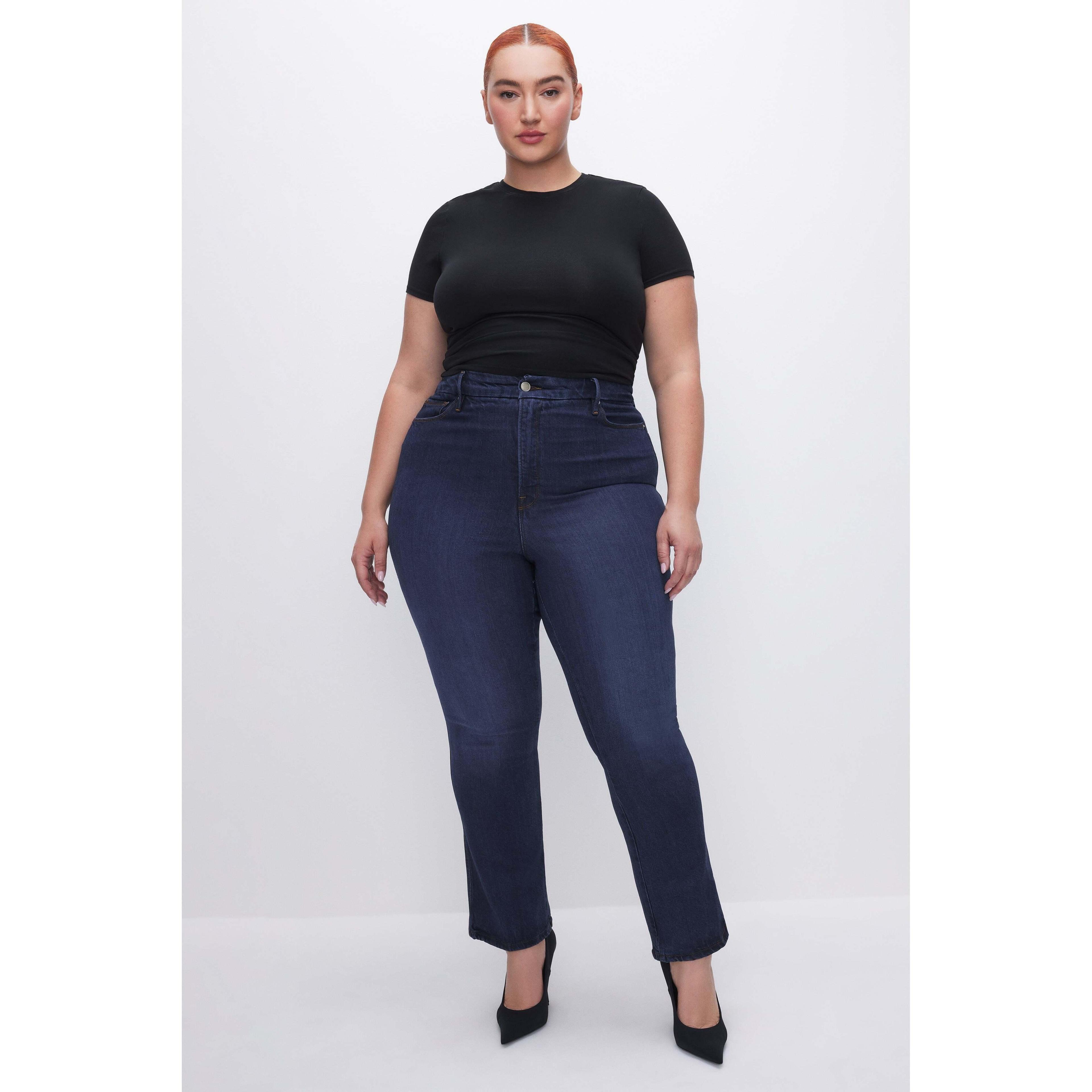 Womens Soft-Tech Good Curve Straight Jeans | Indigo, Size 16 Plus | Good American by Khlo Kardashian Product Image