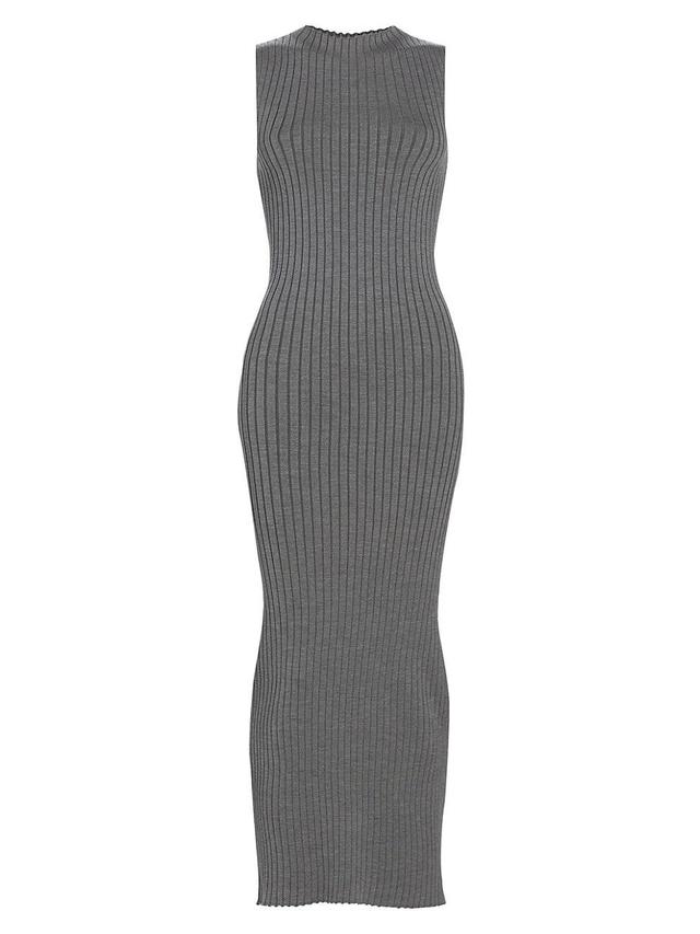 Womens Rose Ribbed Silk-Blend Midi-Dress Product Image