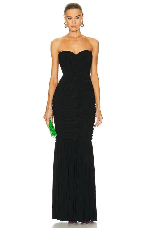 Norma Kamali Slinky Fishtail Gown Black. (also in L, S, XS). Product Image