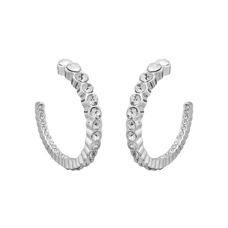 LC Lauren Conrad Stone Statement Hoop Earrings, Womens, Clear Product Image