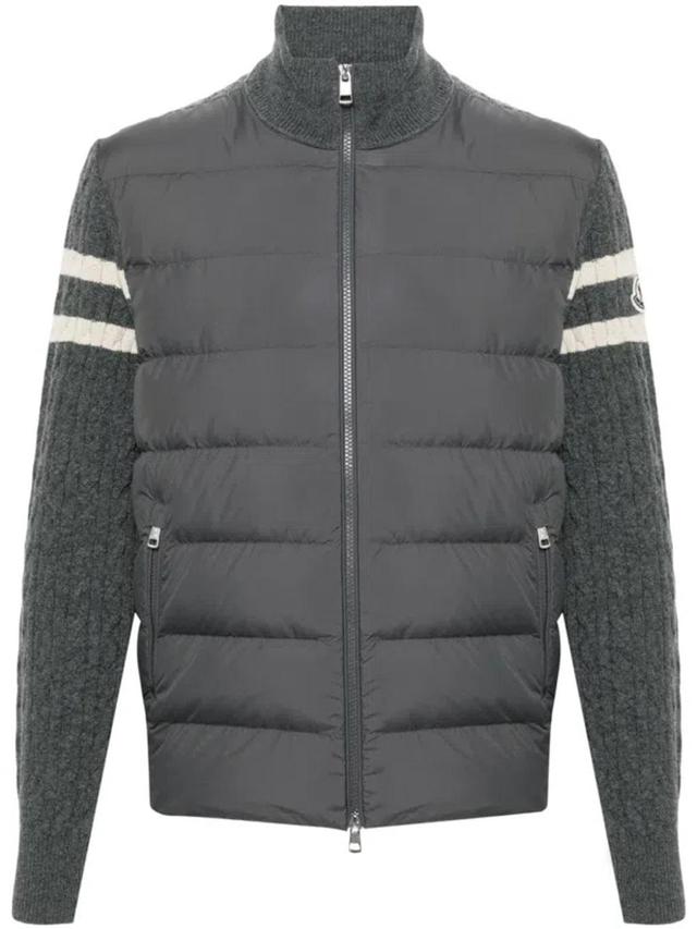 Panelled Knitted Padded Jacket In Grey Product Image