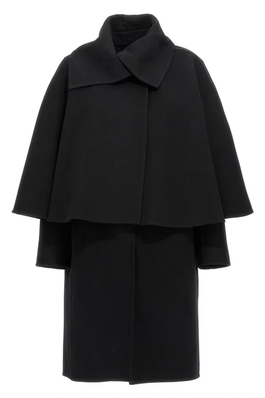 Coat With Cape In Black Product Image