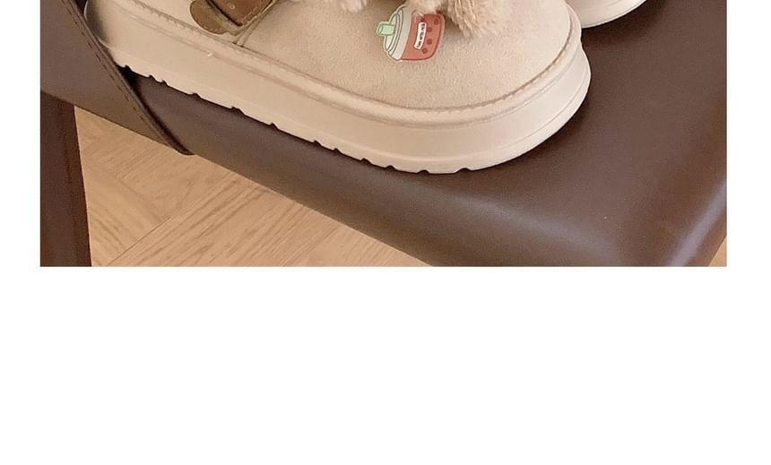 Bead Buckled Fleece-Lined Slippers Product Image