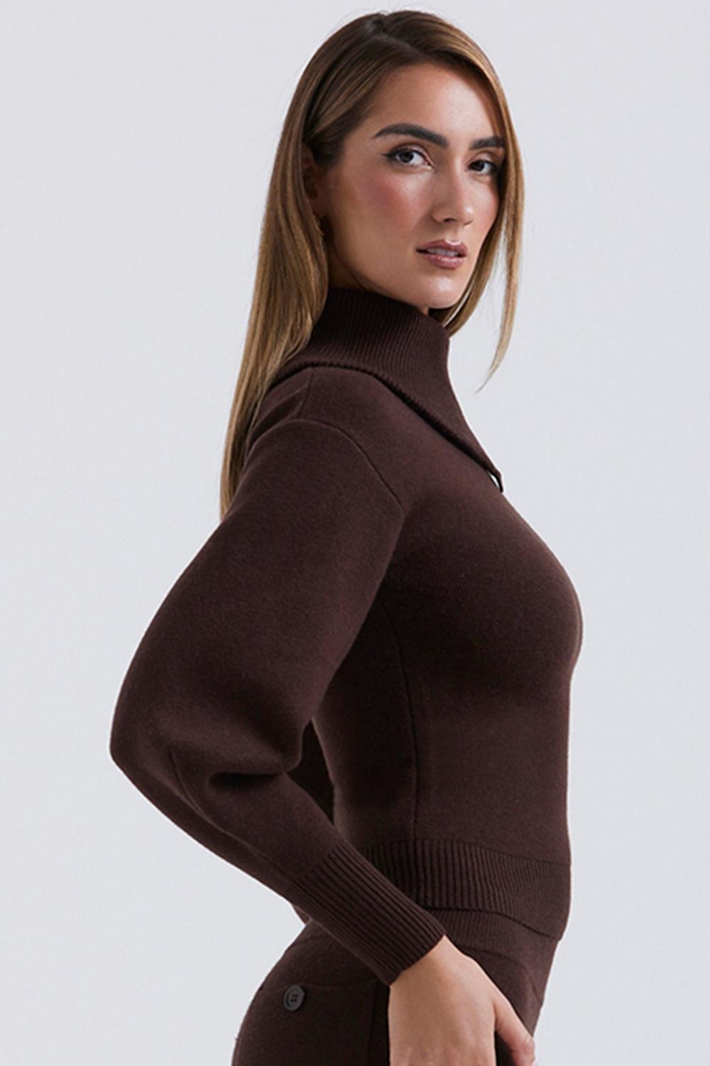 Adelita Chocolate Cashmere Blend Sweater - SALE Product Image