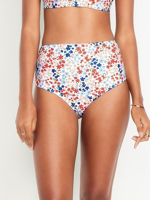 High-Waisted French-Cut Bikini Swim Bottoms Product Image