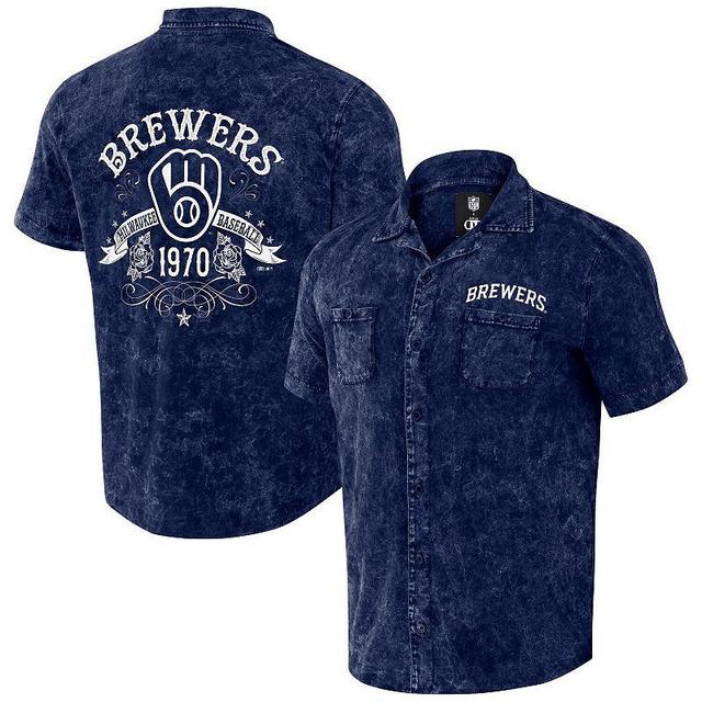 Mens Darius Rucker Collection by Fanatics Milwaukee Brewers Denim Team Color Button-Up Shirt Blue Product Image