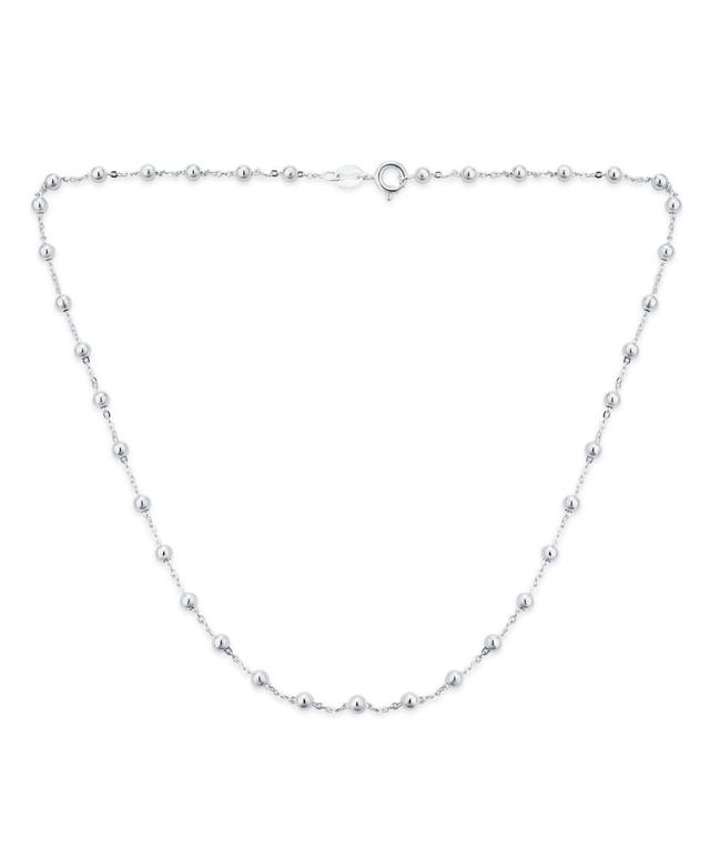 Bling Jewelry Traditional Dainty .925 Sterling Silver Petite 3,Mm Round Bead Station Ball Necklace For Women Teens Shinny Polished Inch Product Image