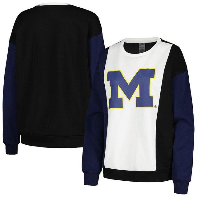 Womens Gameday Couture /Black Michigan Wolverines Vertical Color-Block Pullover Sweatshirt Product Image