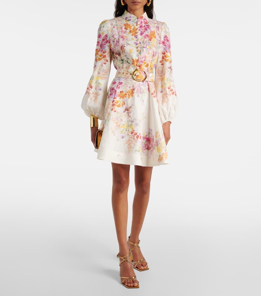 ZIMMERMANN + Net Sustain Natura Belted Floral-print Linen Mini Dress In Multicolour Product Image