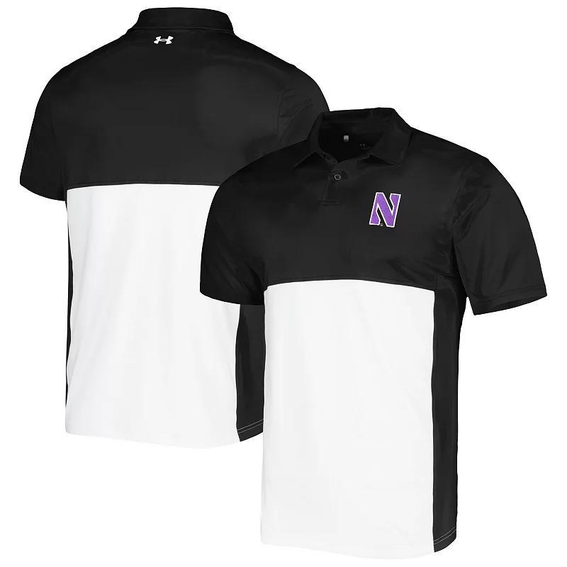 Mens Under Armour /White Northwestern Wildcats Green Blocked Polo Performance Polo Product Image