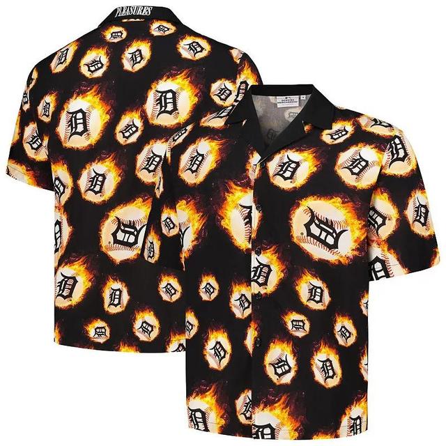 Mens Detroit Tigers Flame Fireball Button-Up Shirt Product Image