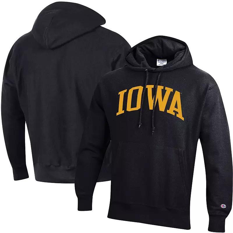 Mens Champion Black Iowa Hawkeyes Team Arch Reverse Weave Pullover Hoodie Product Image