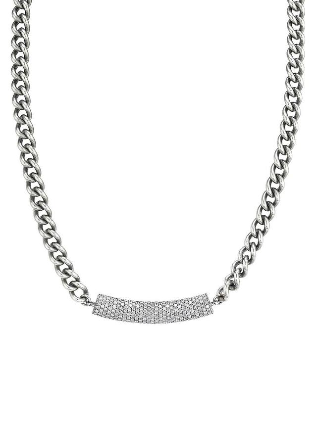 Womens Short Curb Chain Sterling Silver & 1.77 TCW Diamond Necklace Product Image