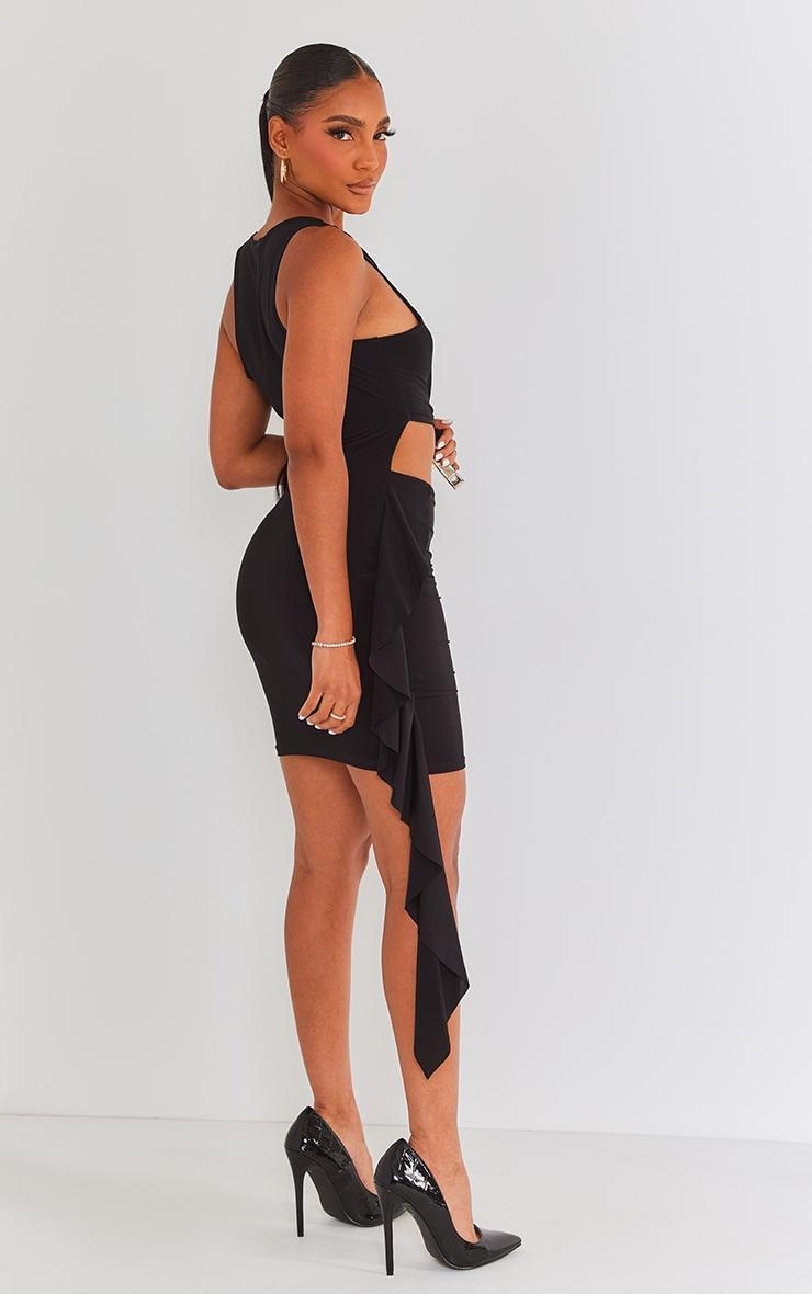 Black Cut Out Detail Drape Bodycon Dress Product Image