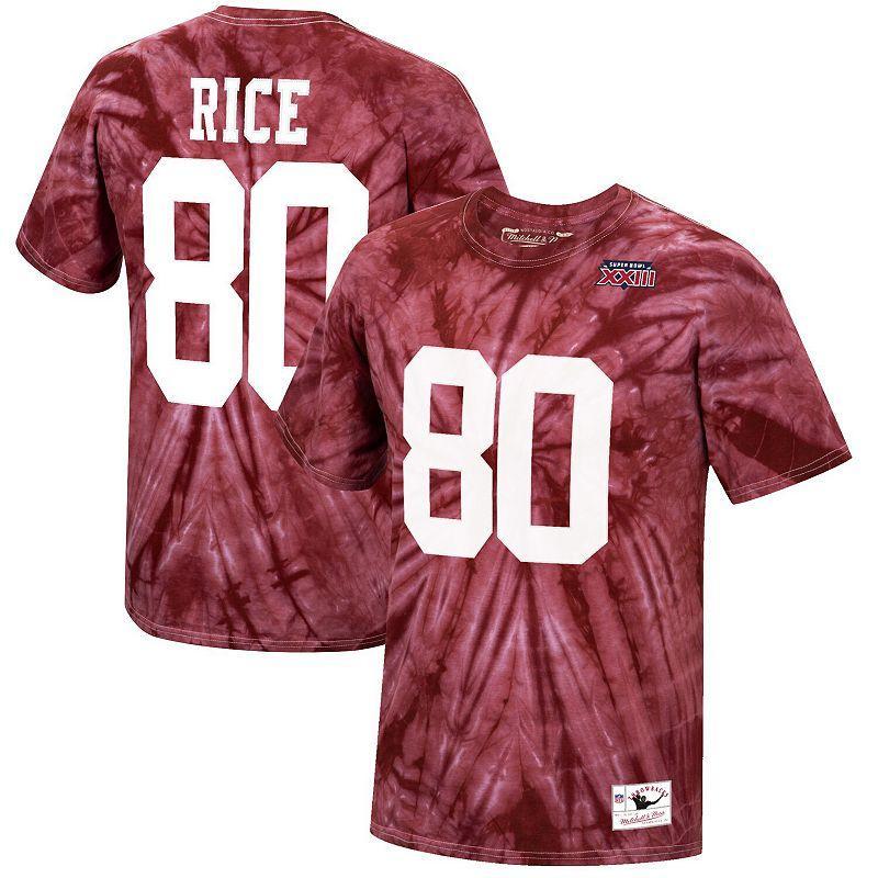 Mens Mitchell & Ness Jerry Rice Scarlet San Francisco 49ers Tie-Dye Super Bowl XXIII Retired Player Name & Number T-Shirt Product Image