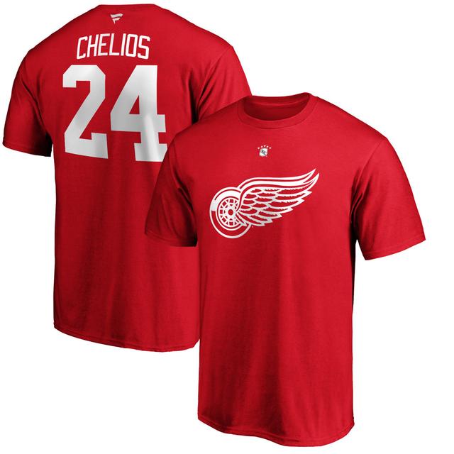 Mens Fanatics Branded Chris Chelios Detroit Wings Authentic Stack Retired Player Name & Number T-Shirt Product Image