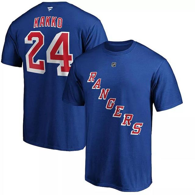 Mens Fanatics Branded Kaapo Kakko Blue New York Rangers Player Authentic Stack Name & Number T-Shirt Product Image