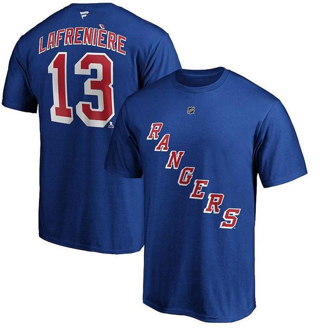 Mens Alexis Lafreniere Blue New York Rangers Authentic Stack Name and Number T-shirt Product Image