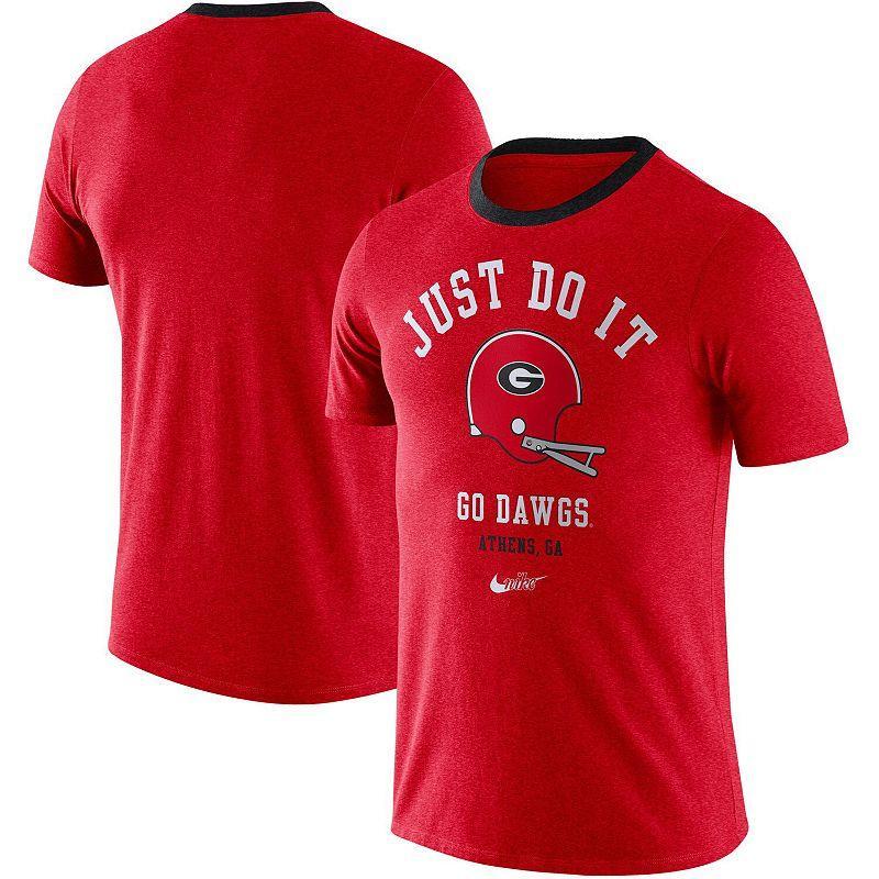 Mens Red Georgia Bulldogs Vault Helmet Tri-Blend T-shirt Product Image