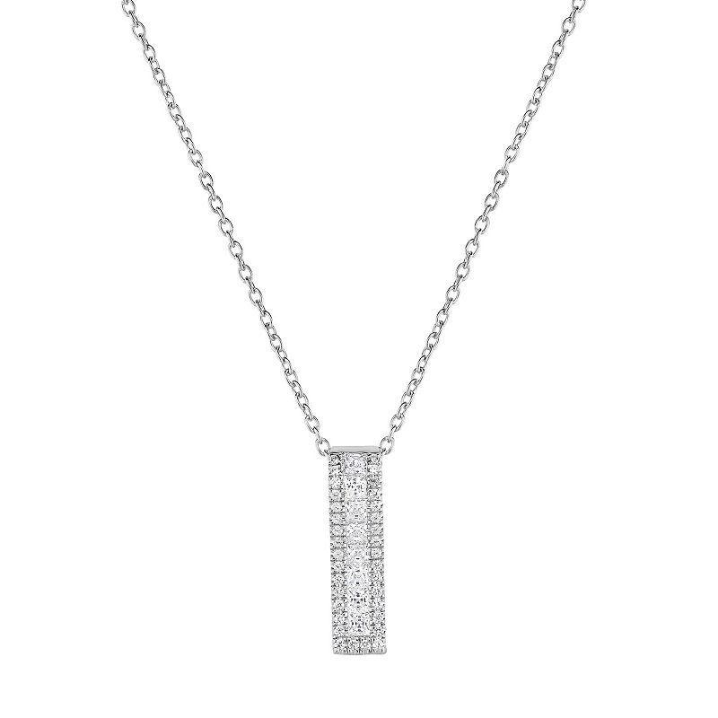 Sterling Silver Cubic Zirconia Rectangle Pendant Necklace, Womens Product Image