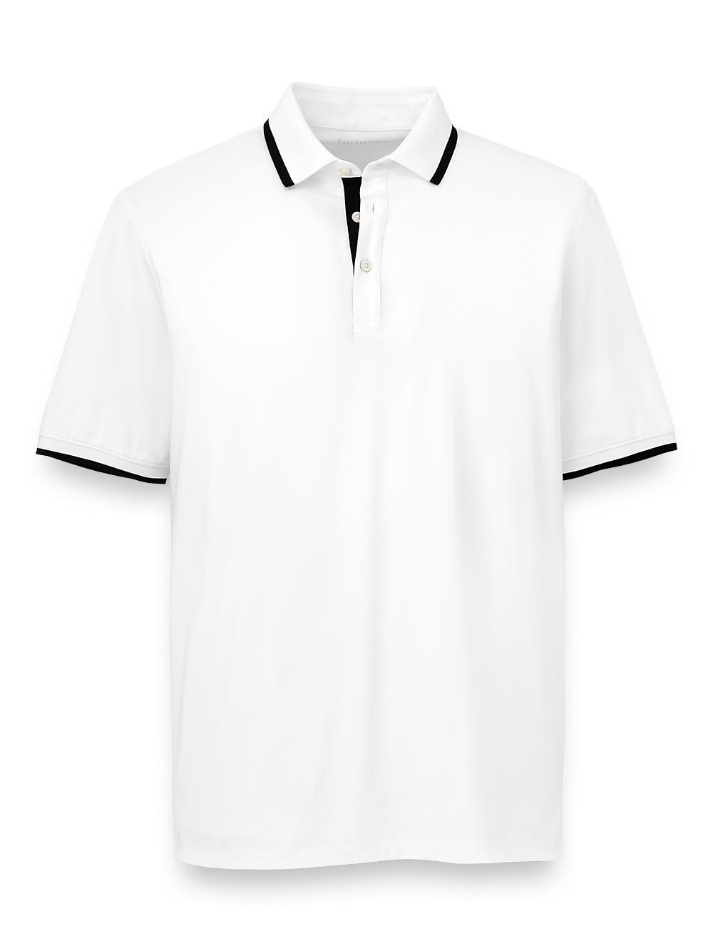 Performance Blend Three Button Polo - White/black Product Image