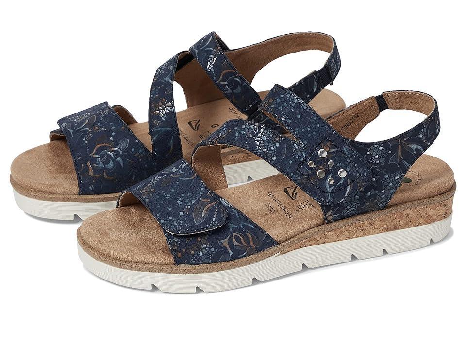 Spring Step Haydennie Wedge Sandal | Womens | Navy Multicolor | Size EU 38 / US 7.5-8 | Sandals | Ankle Strap Product Image