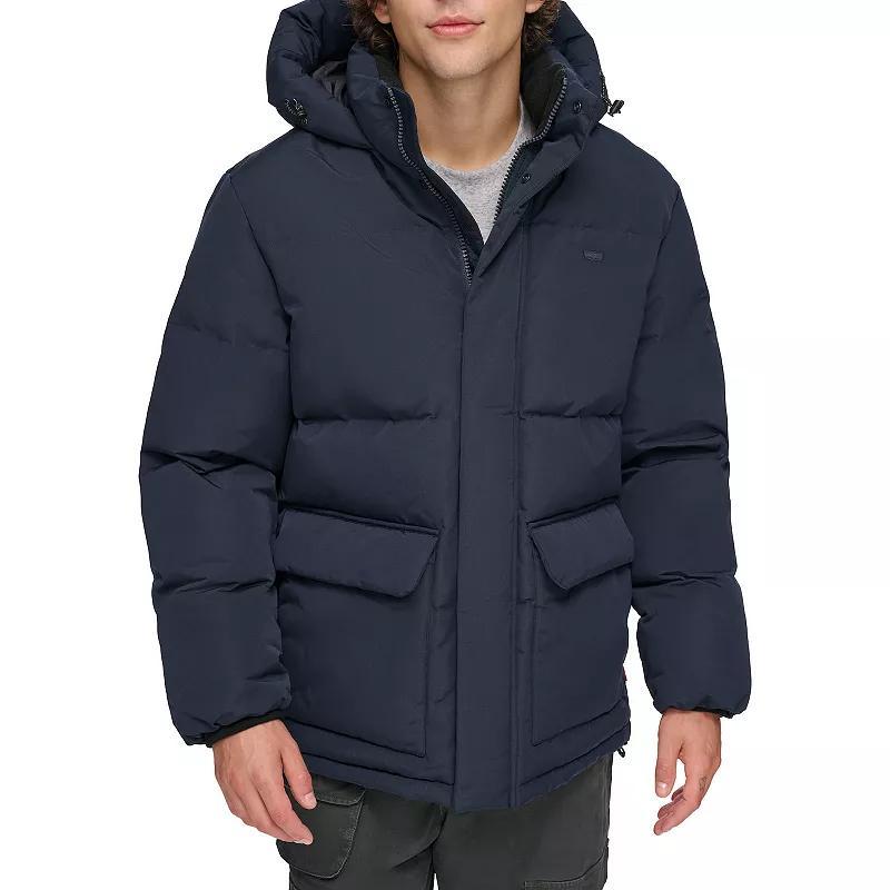 Mens Levis Heavyweight Hooded Puffer Parka Coat Green Product Image