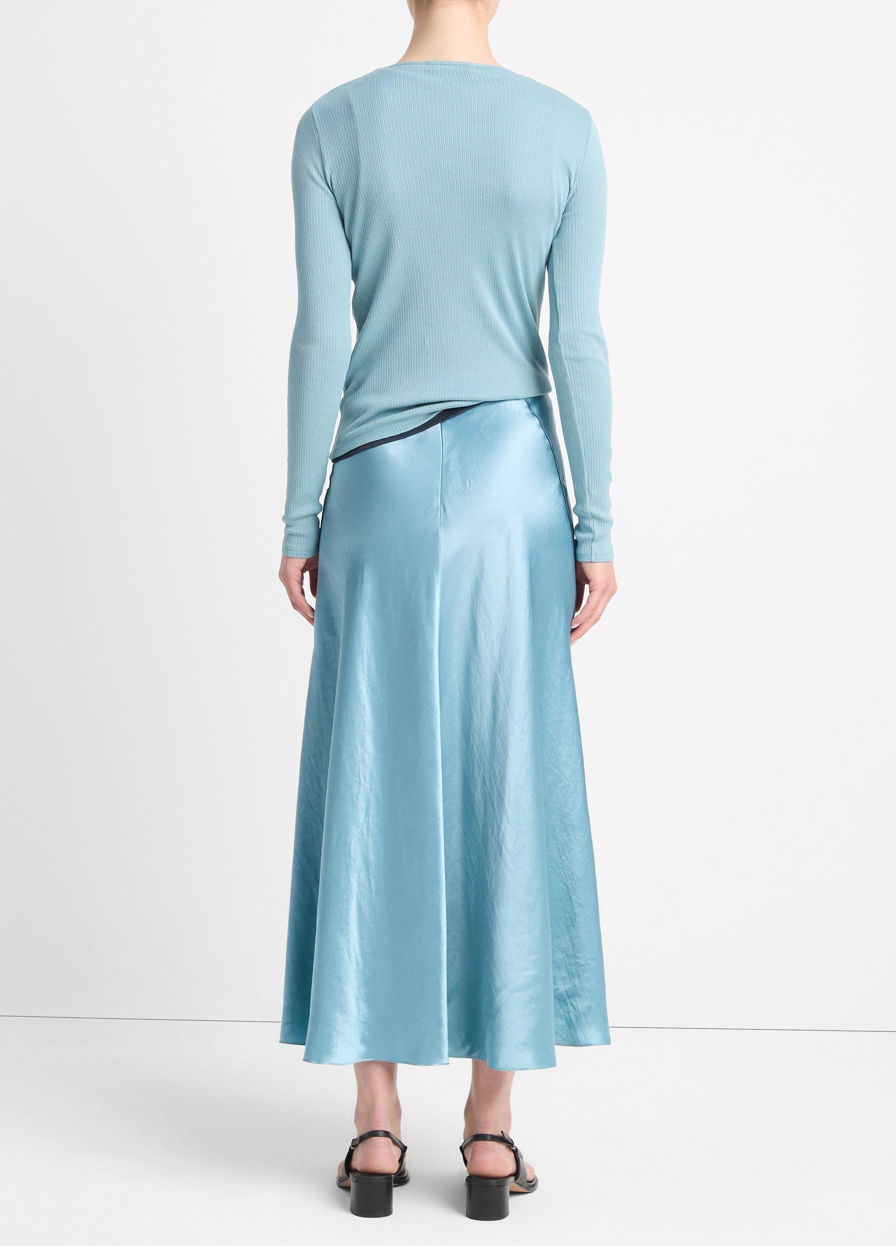 Satin Raw-Edge Paneled Slip Skirt Product Image