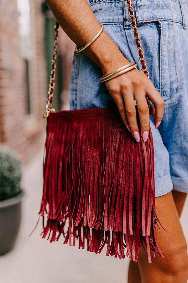 Right On Cue Fringe Crossbody In Aurora Red Product Image