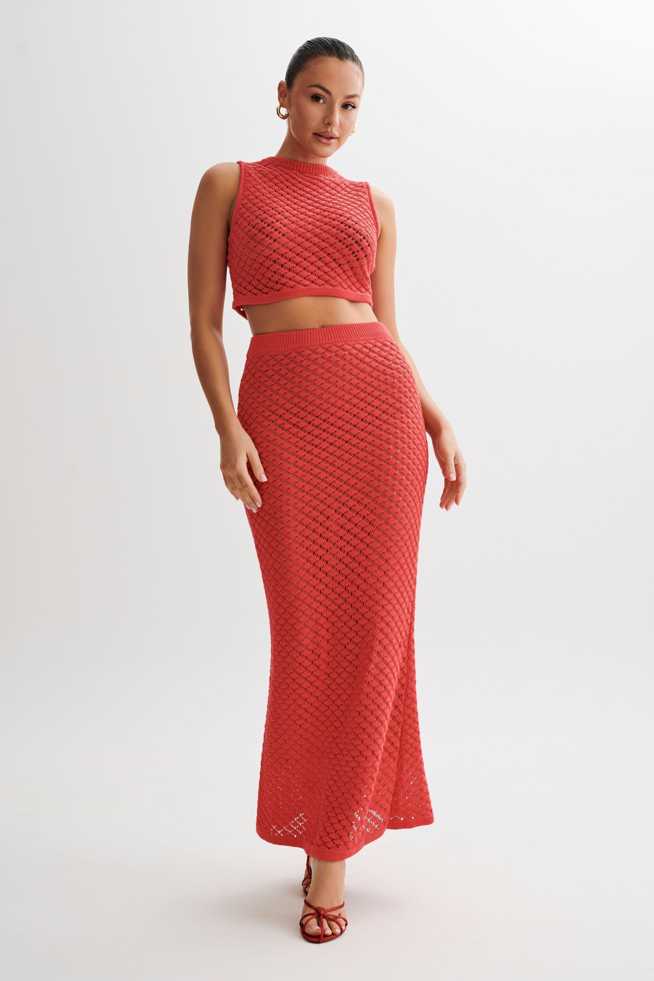 Guiliana Knit Maxi Skirt - Pomegranate Product Image