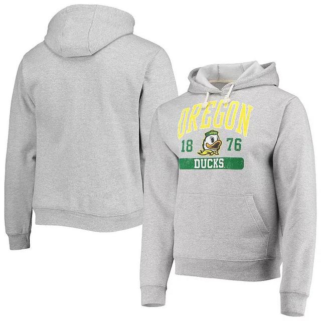 Mens League Collegiate Wear Heathered Gray Oregon Ducks Volume Up Essential Fleece Pullover Hoodie Product Image