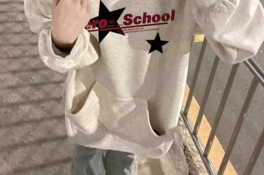 Star Print Loose Fit Hoodie Product Image